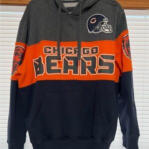 STARTER Retro Chicago Bears Hoodie - Dark Gray, Orange, and Navy w/ front pocket